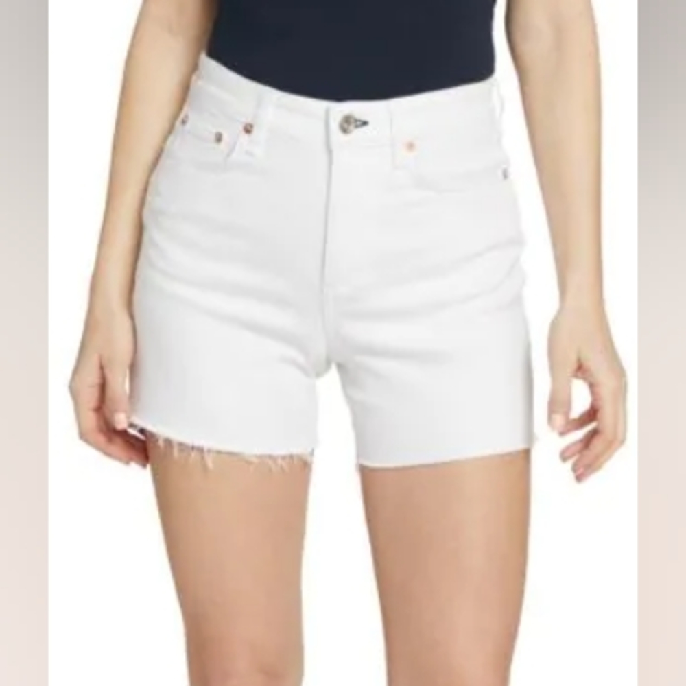 rag & bone Nina High Rise Denim Shortsi,31,white